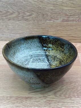 Vintage 1960's Hand Made Wheel Thrown Speckled Glaze Two Mood Bowl
